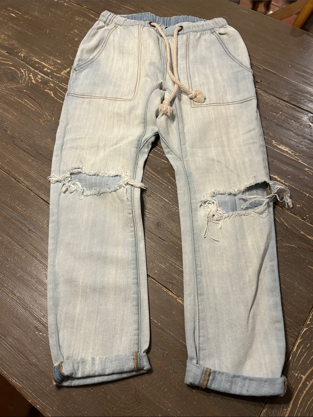 One Teaspoon Light Blue Distressed Relaxed Women's Jeans
